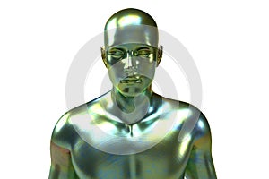 Three dimensional model. Chameleon green male torso.