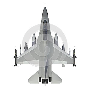 The three-dimensional model of a military aircraft of the NATO countries. Aircraft with full ammunition. The armament of the aircr