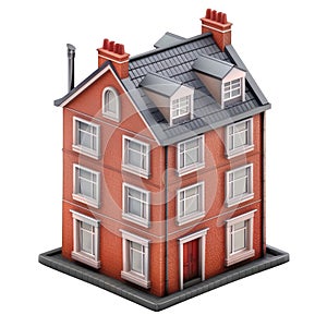 Charming Three-Story Brick Townhouse, Architectural Model