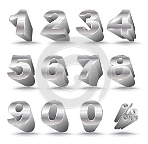 Three-dimensional number set 0-9 with percent off.