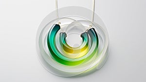 Three Dimensional Opacity And Translucency Pendant In Green, Yellow, And Blue