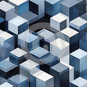 Isometric Cubes: A Three-Dimensional Pattern of Interlocking Cubes, Creating a Dynamic Geometric Visual Effect