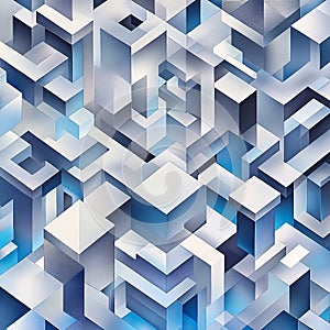 Isometric Cubes: A Three-Dimensional Pattern of Interlocking Cubes, Creating a Dynamic Geometric Visual Effect