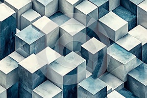 Isometric Cubes: A Three-Dimensional Pattern of Interlocking Cubes, Creating a Dynamic Geometric Visual Effect