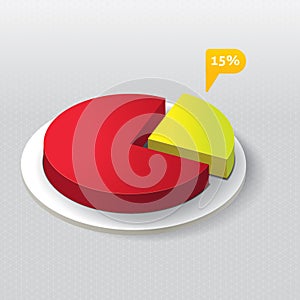 Three dimensional pie chart. Vector illustration decorative design
