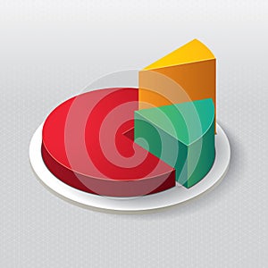 Three dimensional pie chart. Vector illustration decorative design