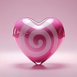 Three-Dimensional Pink Heart Against Soft Gradient Background