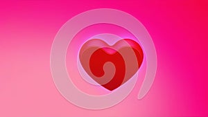 Three-dimensional pink hearts on a romantic pink background.