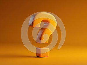 three dimensional question mark in orange