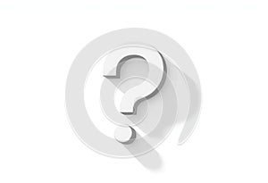 A three dimensional question mark symbol, designed with depth and shadows