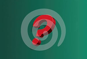 A three dimensional question mark symbol, designed with depth and shadows