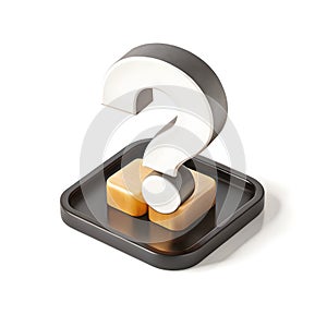 Three dimensional question mark symbol icon