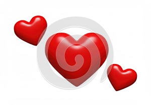 Three dimensional red hearts floating