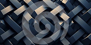 Three-dimensional rendering of a black and white geometric pattern, creating a visually striking design