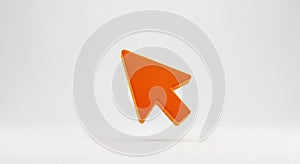 3D Rendered Orange Computer Mouse Cursor Arrow Icon on a White Background pointer