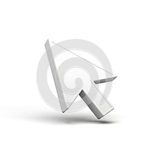 3D Rendered White Computer Mouse Cursor Arrow on a White Background pointer