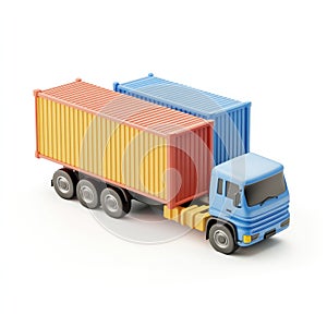 Colorful Cartoon Truck Carrying Cargo Containers photo