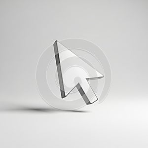 3D Rendered White Computer Mouse Cursor Arrow Icon On White Background pointer