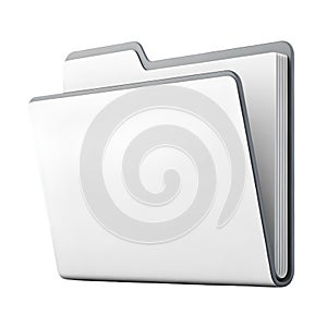 White 3 D Document Folder Icon Grey Accents Isolated