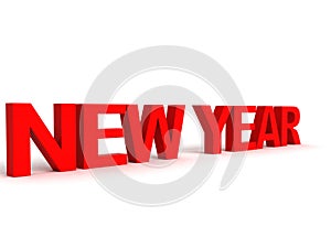 Three dimensional side view of new year word