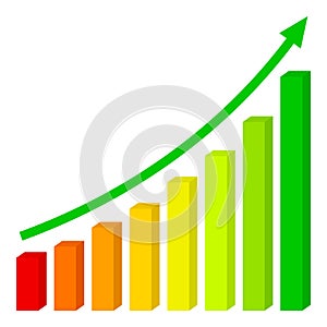 Three Dimensional Up Chart Flat Icon