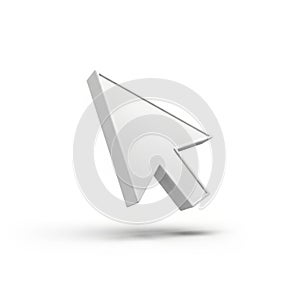 White Computer Mouse Cursor Arrow on White Background with Shadow computer cursor pointer