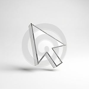 3D White Computer Mouse Cursor Arrow on White Background pointer