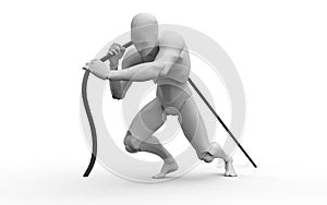 Three dimensional white human pull rope