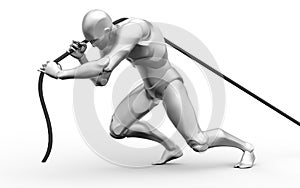 Three dimensional white human pull rope