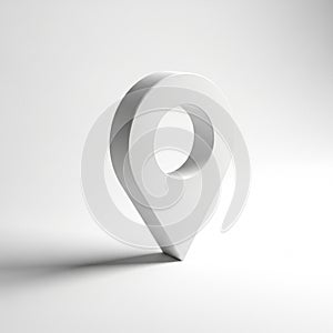 3D Rendered White Location Pin Icon with Subtle Shadow on a Light Gray Background marker