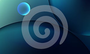 Three dimensional world dark blue circle background The background is like light and dark