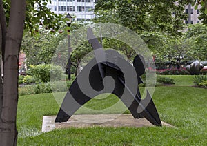 `Three Discs, One Lacking` by Alexander Calder, Cret Park, Benjamin Franklin Parkway, Philadelphia, Pennsylvania