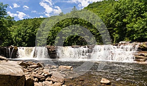 Three distinct waterfalls at High Falls of Cheat