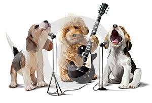 Three dogs musicians photo