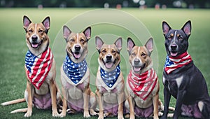 Three Dogs Wearing Bandas photo