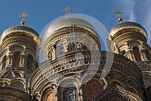 Three Domes of Naval Cathedral Over Clear Blue Sky