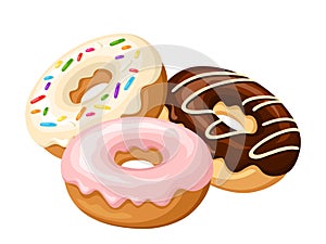 Three donuts. Vector illustration. photo