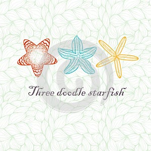 Three doodle textured starfish.