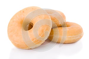 Three doughnuts or donuts isolated