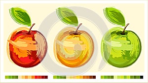 Three drawing apple