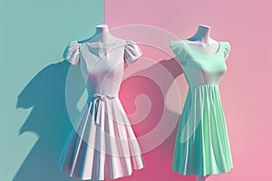 Three dresses hanging on a clothesline with Generative AI