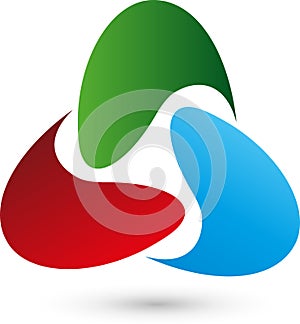 Three drops, arrows, IT services logo, technology logo