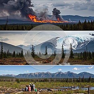 Three dynamic landscape scenes feature: