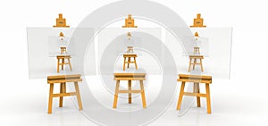 Three easels