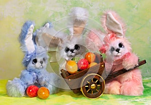 Three Easter bunny rabbit