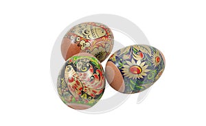 Three Easter eggs isolated on a white
