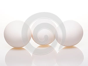 Three eggs isolated on white