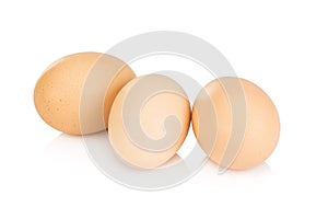 three eggs isolated on white background