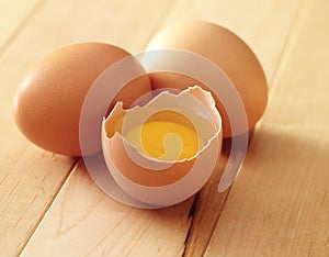 Three eggs one broken