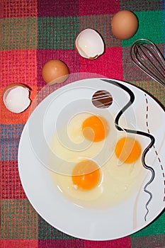Three eggs in the plate